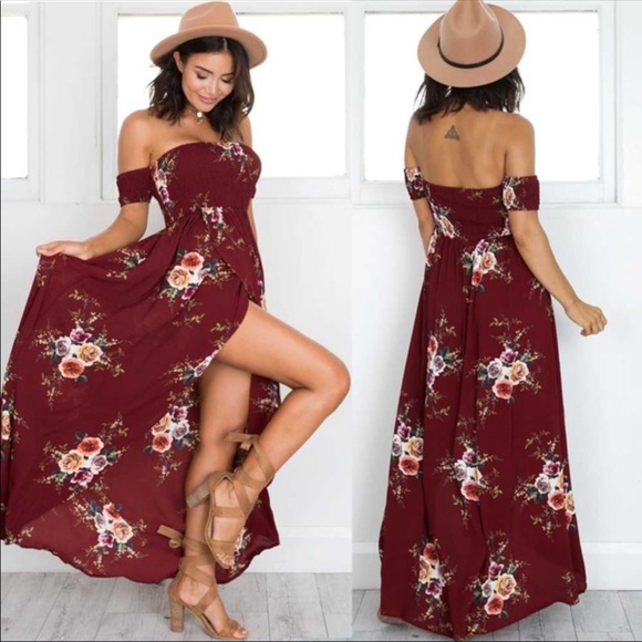 Maroon floral dress size medium - Picture 2 of 3